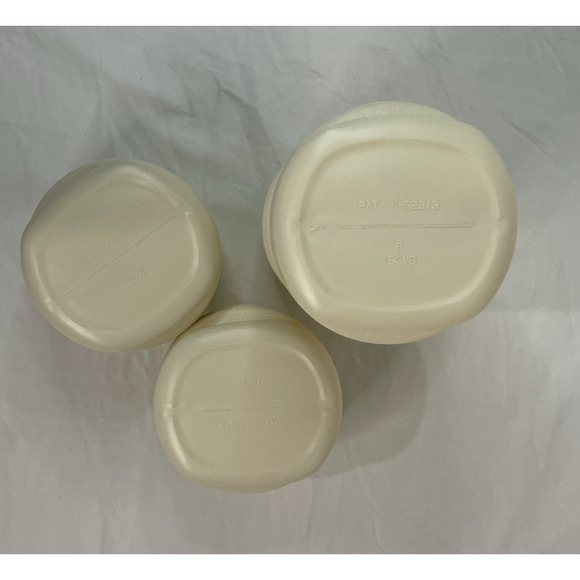 Vintage 1980s Popeet Plastic Collapsable Storage Containers White Set of 3 Lids - Picture 3 of 6